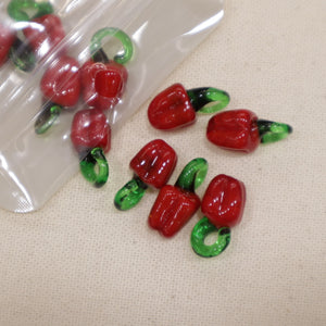 Perle en verre - Poivron (lot de 5)