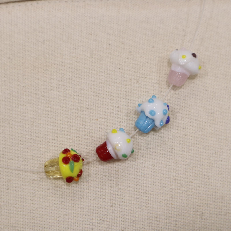 Perle en verre - Cupcakes (lot de 5)