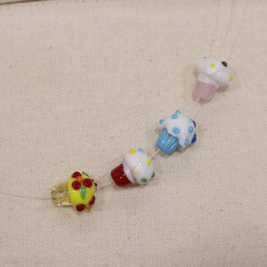 Perle en verre - Cupcakes (lot de 5)