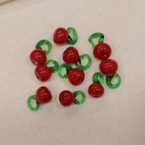 Perle en verre - Cerise (lot de 5)
