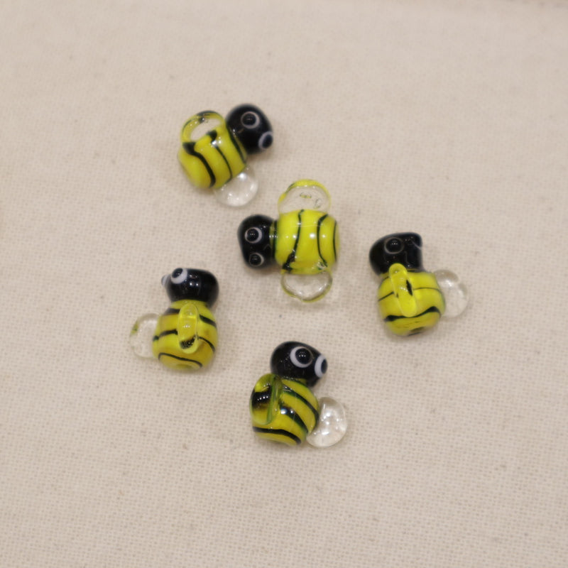Perle en verre - Abeille (lot de 5)