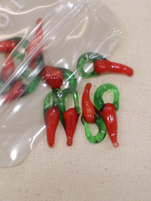 Perle en verre - Piment (lot de 5)