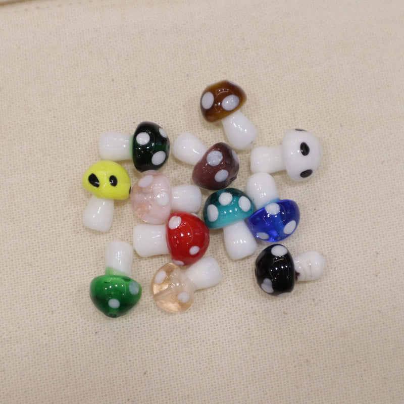 Perle en verre - Champignon (lot de 10)