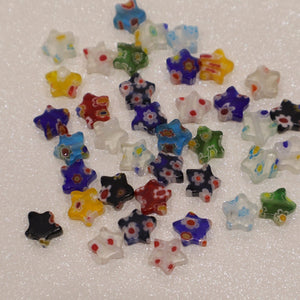 Perles étoiles Millefiori (lot de 10)
