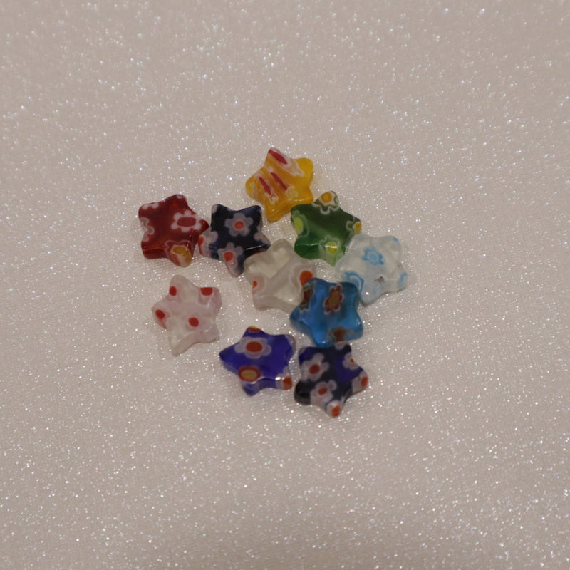 Perles étoiles Millefiori (lot de 10)