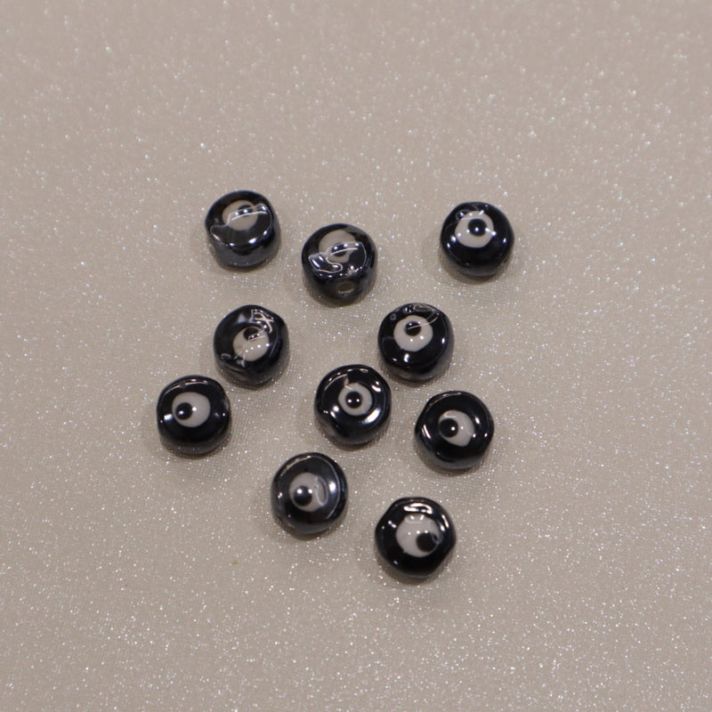 Perle en céramique -  Petit œil (lot de 10)