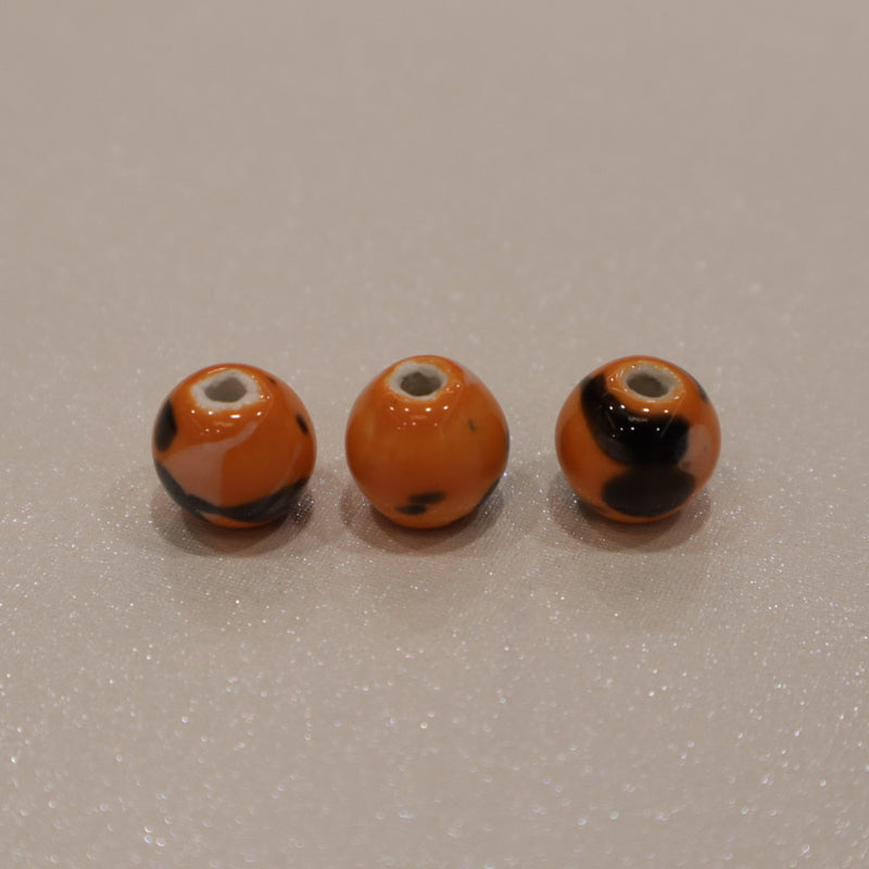 Perle en céramique - boule rayée (lot de 10)