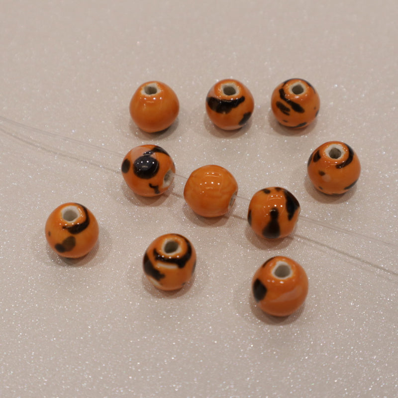 Perle en céramique - boule rayée (lot de 10)