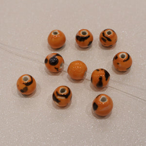 Perle en céramique - boule rayée (lot de 10)