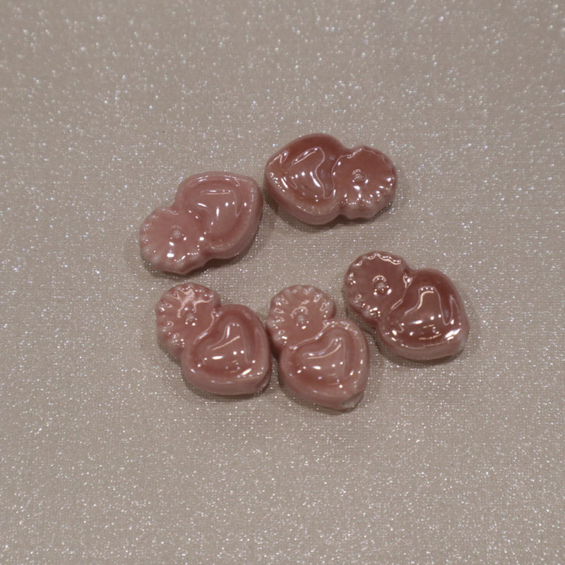 Perle cœur Ex-voto en céramique (lot de 5)