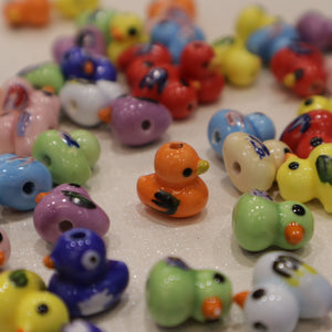 Perle en céramique - Petit canard (lot de 10)