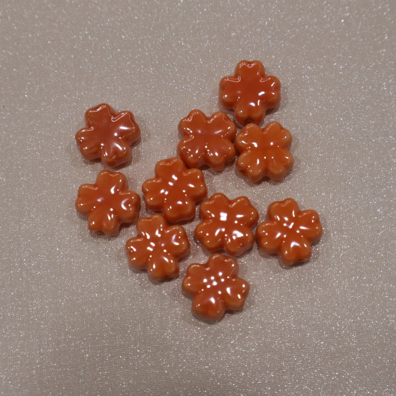 Perle en céramique - Trèfle 4 feuilles (lot de 10)