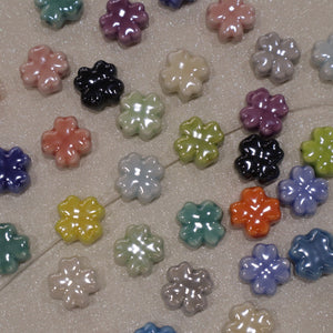 Perle en céramique - Trèfle 4 feuilles (lot de 10)