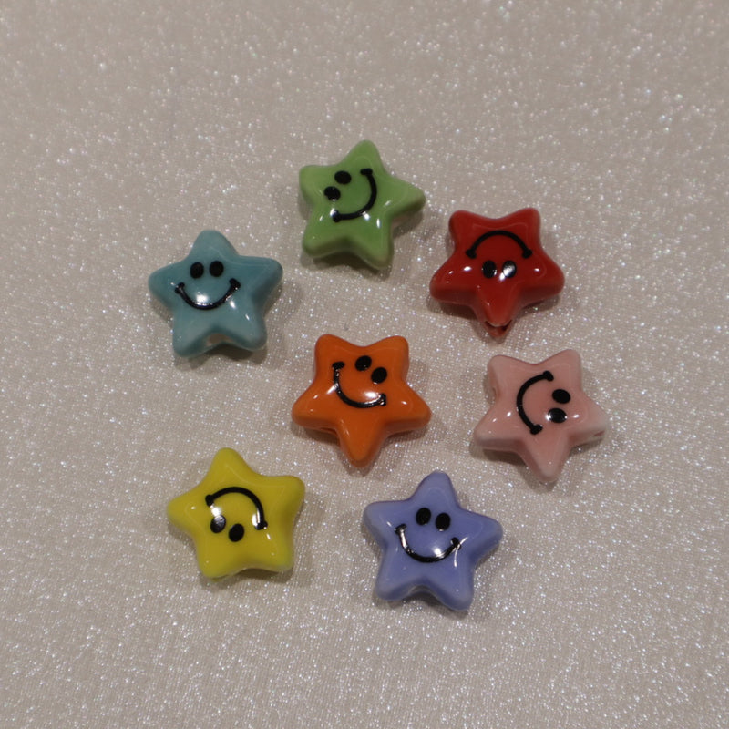 Perle en céramique - Smiley étoile (lot de 5)