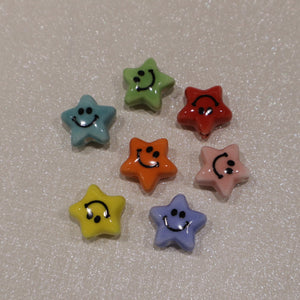 Perle en céramique - Smiley étoile (lot de 5)