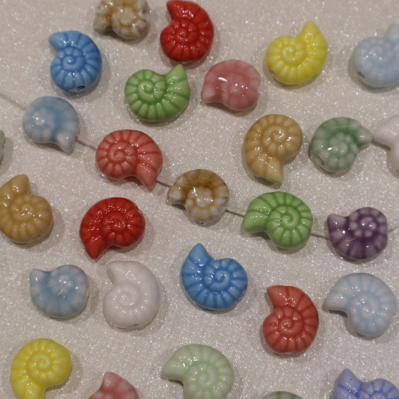 Perle en céramique - Escargot (lot de 10)