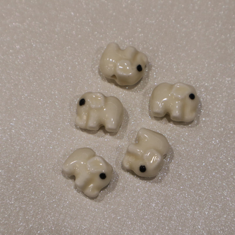 Perle en céramique - Éléphant (lot de 5)