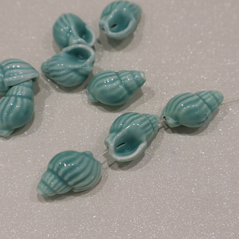 Perle en céramique - Gros coquillage (lot de 10)