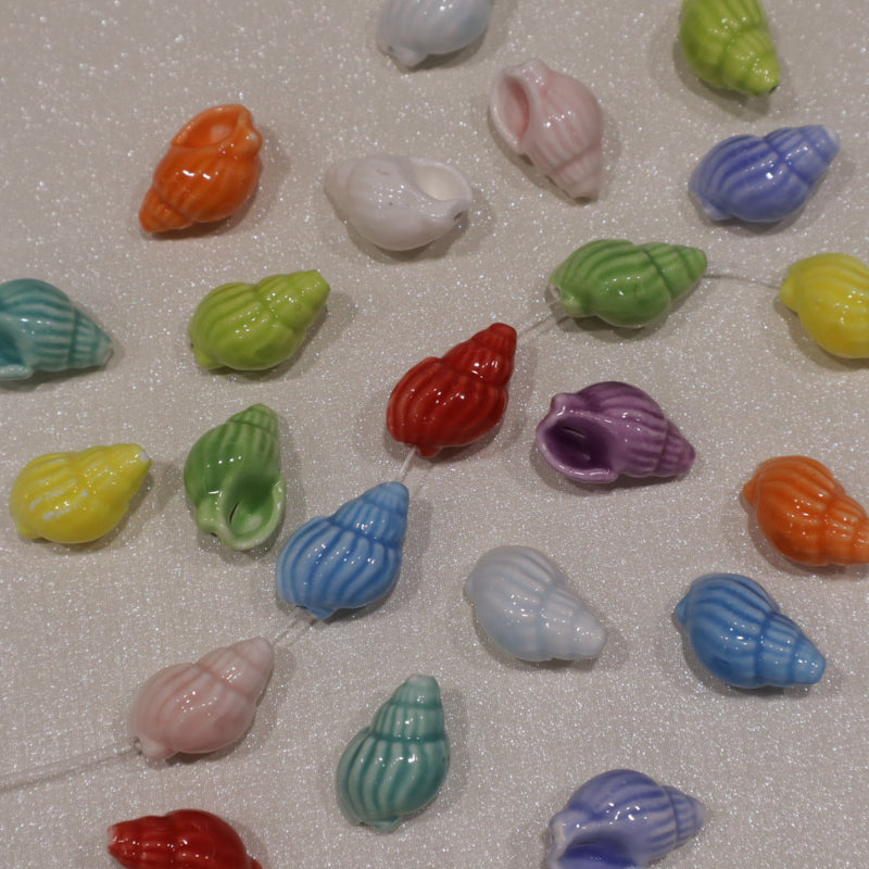 Perle en céramique - Gros coquillage (lot de 10)