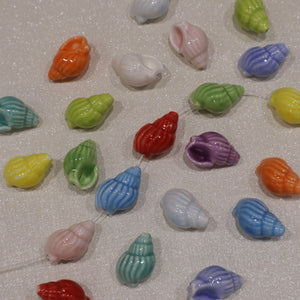 Perle en céramique - Gros coquillage (lot de 10)