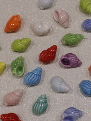 Perle en céramique - Gros coquillage (lot de 10)