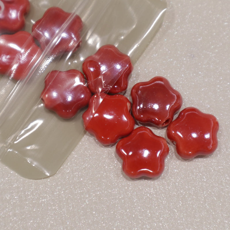 Perle en céramique - Fleur arrondie (lot de 10)