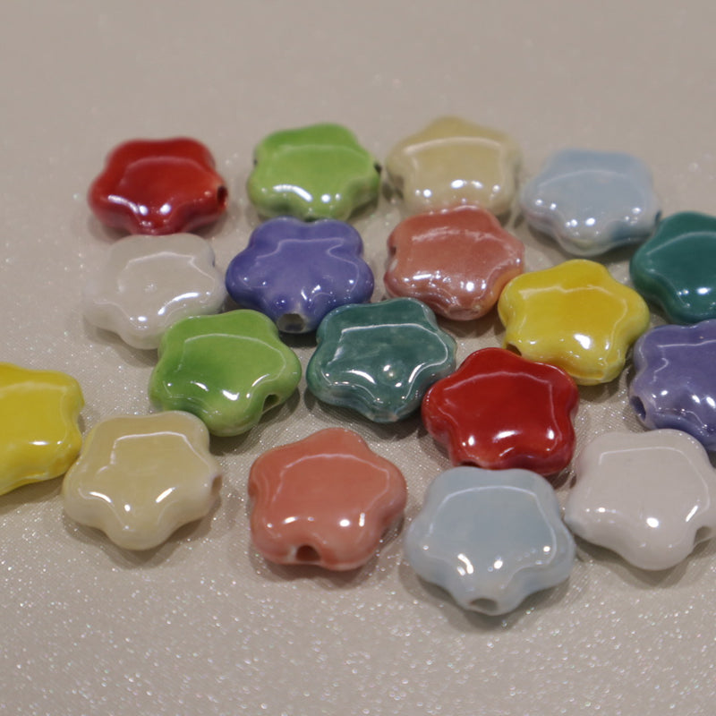 Perle en céramique - Fleur arrondie (lot de 10)