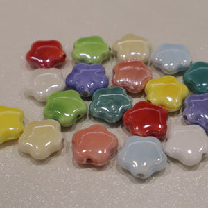 Perle en céramique - Fleur arrondie (lot de 10)