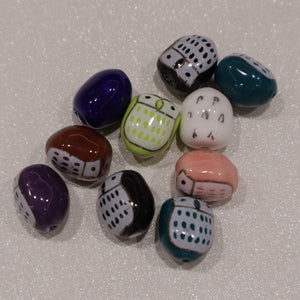 Perle en céramique - Hibou (lot de 5)