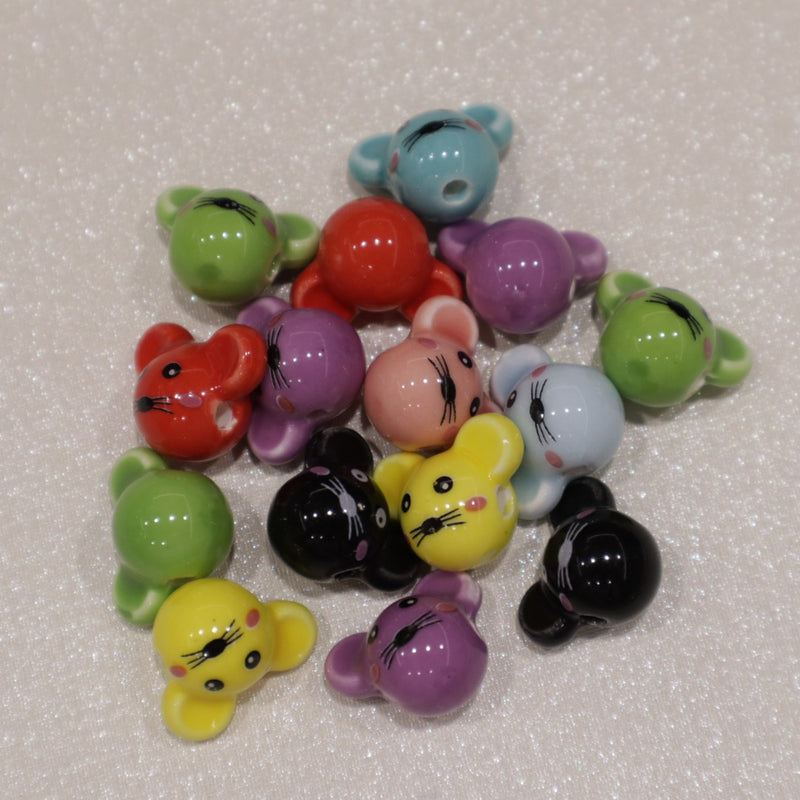 Perle en céramique - Souris (lot de 5)