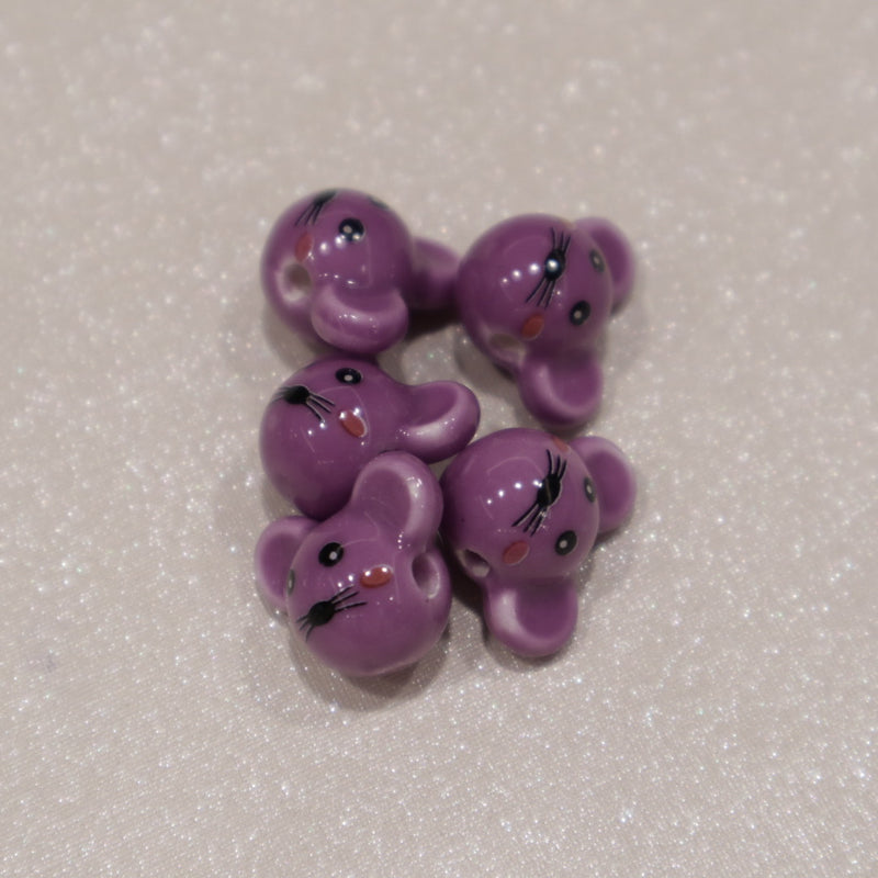 Perle en céramique - Souris (lot de 5)