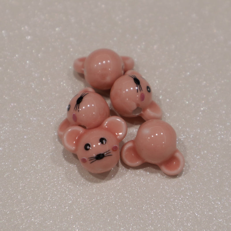 Perle en céramique - Souris (lot de 5)