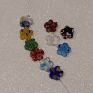 Perle fleur Millefiori (lot de 20)