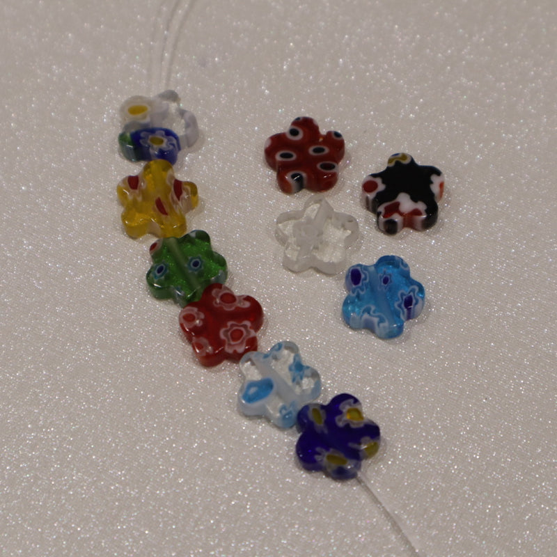 Perle fleur Millefiori (lot de 20)