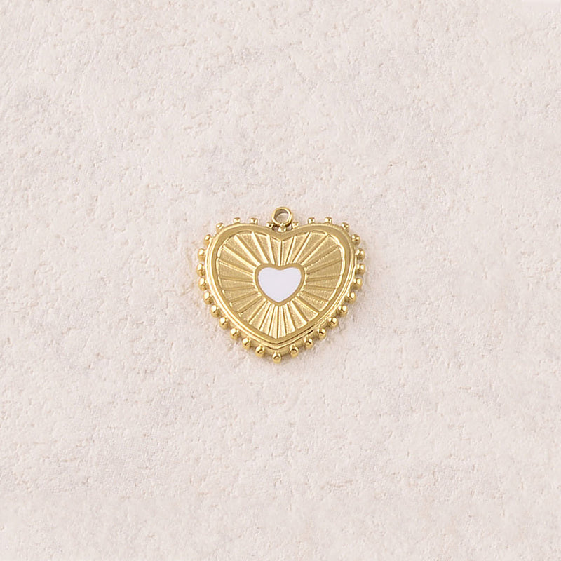 Pendentif Coeur coloré au centre