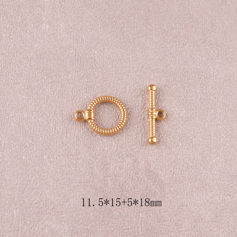 2 Fermoir toggle rond strié 15mm