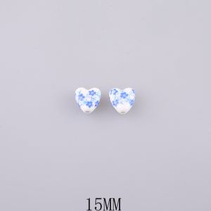 Cœur fleuri en céramique (lot de 5)