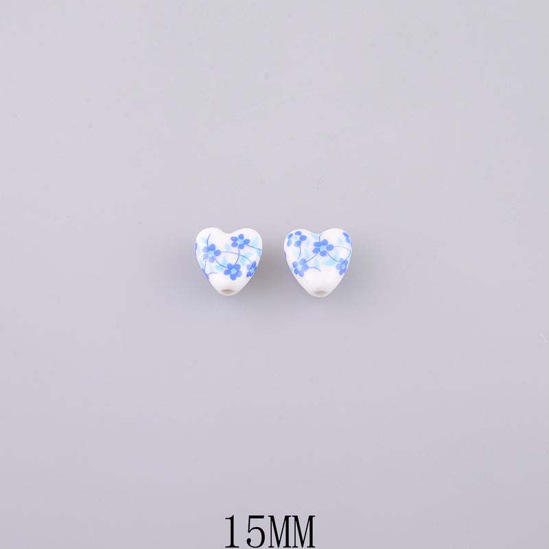 Cœur fleuri en céramique (lot de 5)